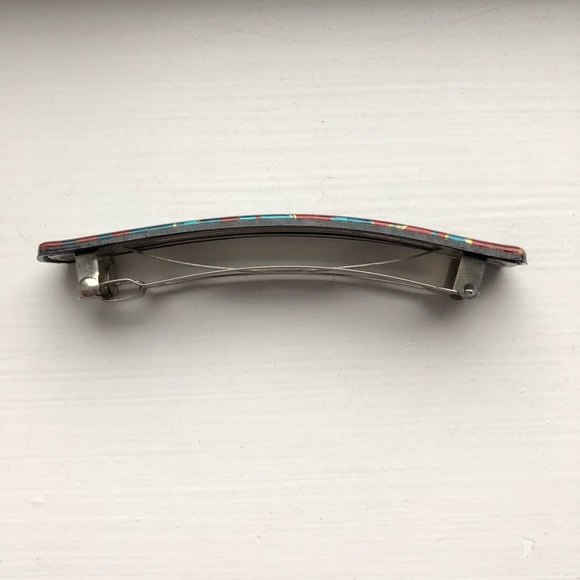 Vintage red & blue paint chip barrette hair clip - Picture 4 of 6